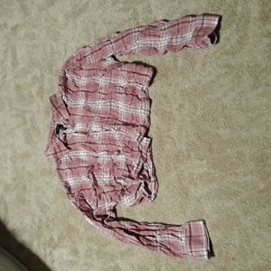 Pink crop flannel